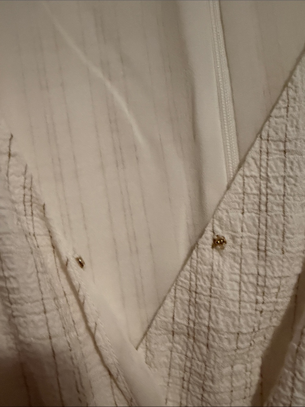 NWOT Calvin Klein Ivory Ruffle Wrap Midi Dress - Picture 5 of 8